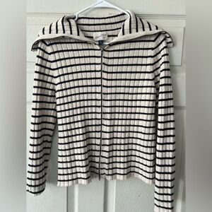 Striped Cream and Black Women's Sweater